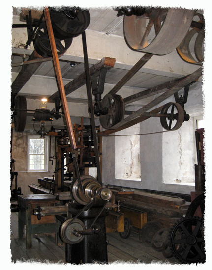 Water-powered pulley system at the historic Slater Mill