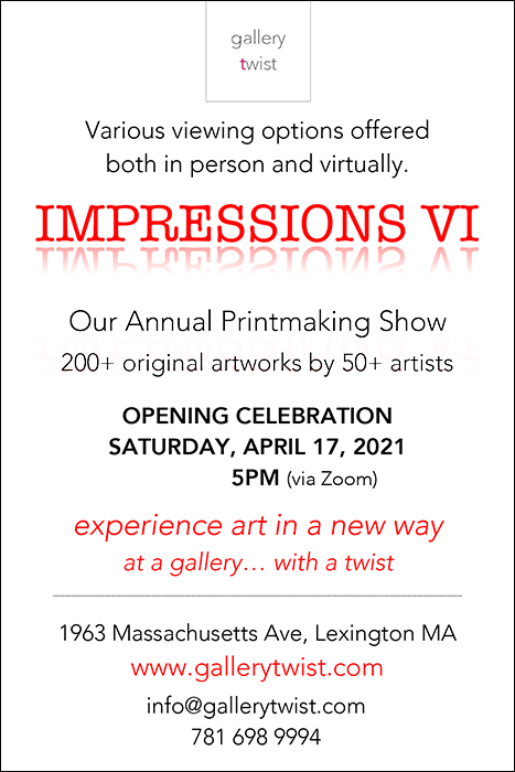 Postcard - Galley Twist - Impressions VI - 6th Annual Printmaking Show - Info