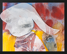Detail of "This Is Not An Exit" - Mixed media collage by Lynn Nafey